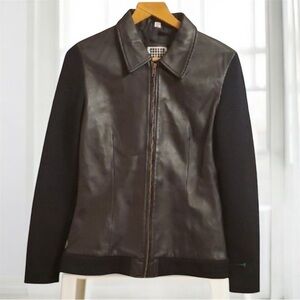 Lucid Ltd Leather Vintage Jacket Womens Size Small S BLACK fabric Long Sleeve